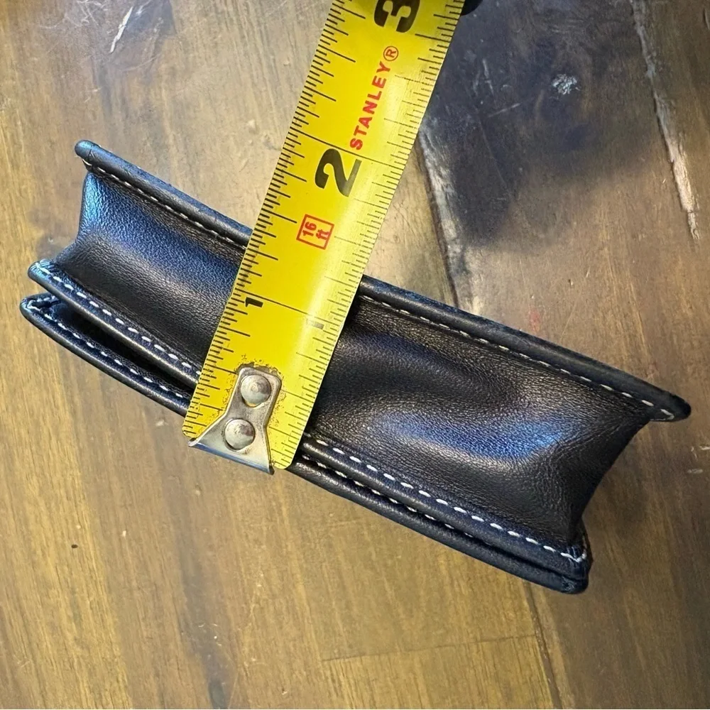 Coach Signature CC Wallet Black Canvas Fold Over Leather Card Holder Small